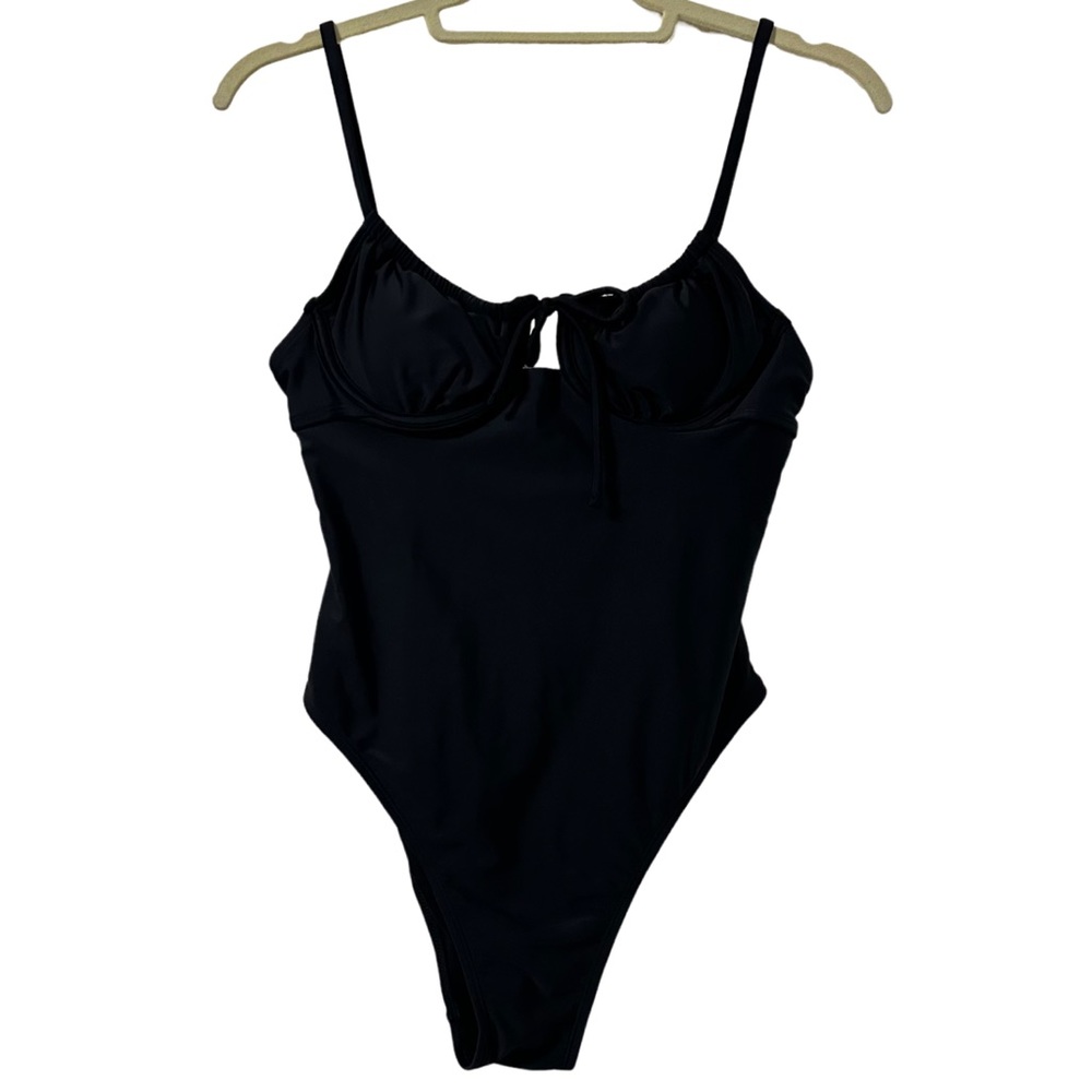 Xhilaration Juniors Shirred‎ Underwire One Piece Swimsuit Black Size M